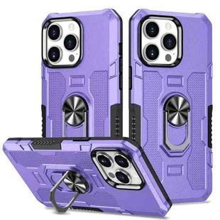 For iPhone 14 Pro Ring Holder Armor Hybrid Phone Case(Purple)