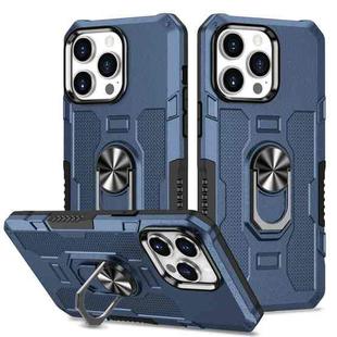 For iPhone 14 Pro Max Ring Holder Armor Hybrid Phone Case (Blue)