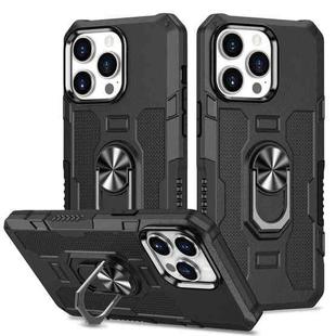 For iPhone 11 Pro Max Ring Holder Armor Hybrid Phone Case (Black)