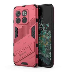For OnePlus 10T 5G Punk Armor PC + TPU Phone Case with Holder(Light Red)