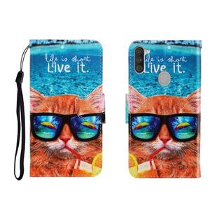 For OPPO A11 Colored Drawing Horizontal Flip Leather Case with Holder & Card Slot & Wallet(Underwater Cat)