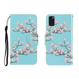 For Galaxy A41 Colored Drawing Horizontal Flip Leather Case with Holder & Card Slot & Wallet(Magnolia)