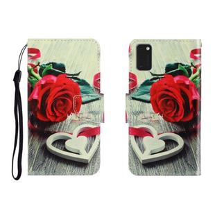 For Galaxy A41 Colored Drawing Horizontal Flip Leather Case with Holder & Card Slot & Wallet(Red rose)