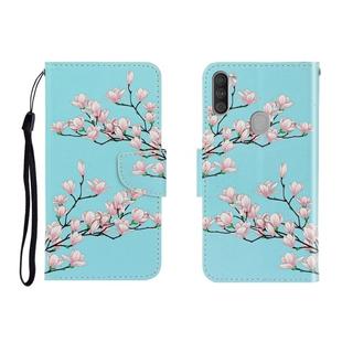 For Galaxy M11 Colored Drawing Horizontal Flip Leather Case with Holder & Card Slot & Wallet(Magnolia)