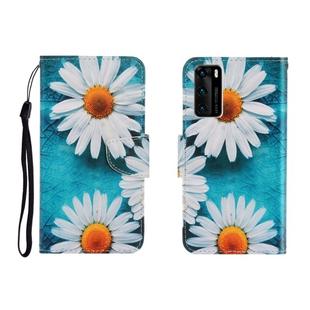 For Huawei P40 Colored Drawing Horizontal Flip Leather Case with Holder & Card Slot & Wallet(Chrysanthemum)