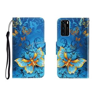 For Huawei P40 Colored Drawing Horizontal Flip Leather Case with Holder & Card Slot & Wallet(Jade Butterfly)