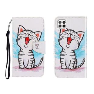 For Huawei P40 Lite Colored Drawing Horizontal Flip Leather Case with Holder & Card Slot & Wallet(Red Mouth Cat)