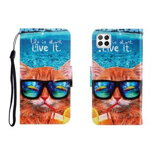 For Huawei P40 Lite Colored Drawing Horizontal Flip Leather Case with Holder & Card Slot & Wallet(Underwater Cat)