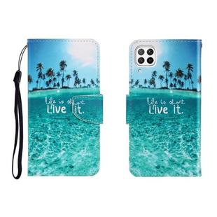 For Huawei P40 Lite Colored Drawing Horizontal Flip Leather Case with Holder & Card Slot & Wallet(Coconut Tree)