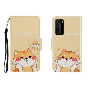For Huawei P40 Pro Colored Drawing Horizontal Flip Leather Case with Holder & Card Slot & Wallet(Shiba Inu)