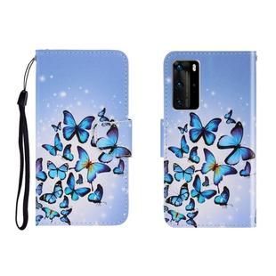 For Huawei P40 Pro Colored Drawing Horizontal Flip Leather Case with Holder & Card Slot & Wallet(Many Butterflies)