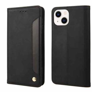 For iPhone 14 Plus Skin Feel Splicing Leather Phone Case (Black)