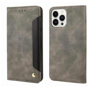 For iPhone 14 Pro Skin Feel Splicing Leather Phone Case(Grey)