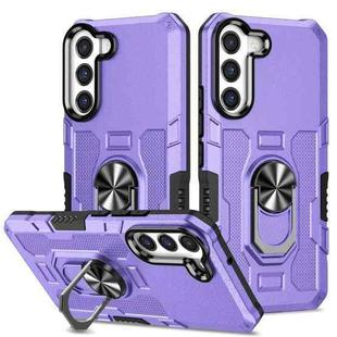For Samsung Galaxy S22 Ultra 5G Ring Holder Armor Hybrid Phone Case(Purple)