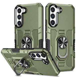 For Samsung Galaxy S21 5G Ring Holder Armor Hybrid Phone Case(Green)