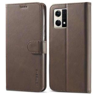 For OPPO Reno8 LC.IMEEKE Calf Texture Horizontal Flip Leather Case(Brown)