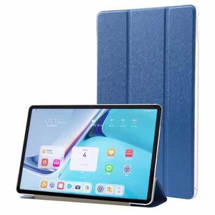 For Huawei MatePad Pro 11 2022 Silk Texture Leather Tablet Case with Three-folding Holder(Dark Blue)