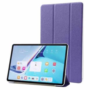 For Huawei MatePad Pro 11 2022 Silk Texture Leather Tablet Case with Three-folding Holder(Dark Purple)