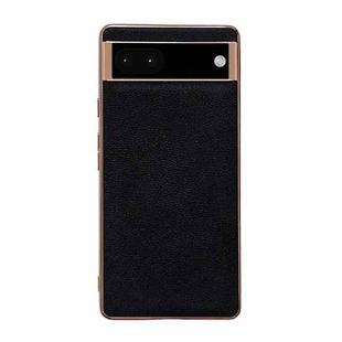 For Google Pixel 6 Pro Genuine Leather Luolai Series Nano Electroplating Phone Case(Black)