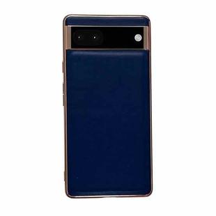 For Google Pixel 6 Pro Genuine Leather Xiaoya Series Nano Electroplating Phone Case(Blue)