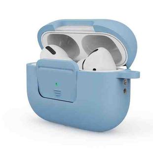 Earphone Silicone PC Protective Case with Switch Button and Buckle For AirPods Pro 2(Light Blue)