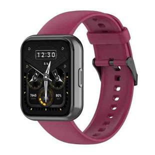 For Realme Watch 3 Solid Color Soft Silicone Watch Band(Wine Red)