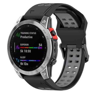 For Garmin Fenix 7S / 6S / 5S Two-color Silicone Watch Band(Black Grey)