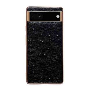 For Google Pixel 7 Genuine Leather Ostrich Texture Nano Electroplating Phone Case(Black)