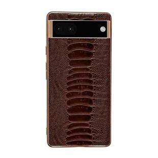 For Google Pixel 6 Genuine Leather Weilai Series Nano Electroplating Phone Case(Coffee)