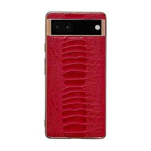 For Google Pixel 6 Pro Genuine Leather Weilai Series Nano Electroplating Phone Case(Red)