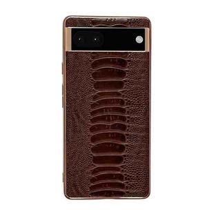 For Google Pixel 6 Pro Genuine Leather Weilai Series Nano Electroplating Phone Case(Coffee)