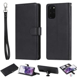 For Galaxy S20 Plus 2 in 1 Solid Color Detachable PU Leather Case with Card Slots & Magnetic Holder & Photo Frame & Wallet & Strap(Black)