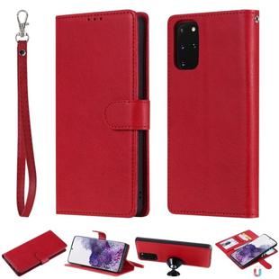 For Galaxy S20 Plus 2 in 1 Solid Color Detachable PU Leather Case with Card Slots & Magnetic Holder & Photo Frame & Wallet & Strap(Red)