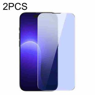 For iPhone 14 Pro 2pcs Baseus 0.3mm Crystal Explosion-proof Anti Blue-ray Tempered Glass Film