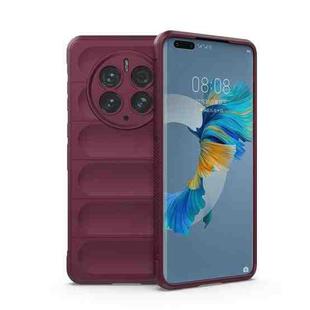 For Huawei Mate 50 Pro Magic Shield TPU + Flannel Phone Case(Wine Red)