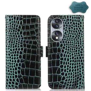 For Honor 70 Crocodile Top Layer Cowhide Leather Phone Case(Green)