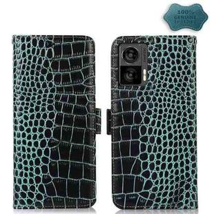 For Motorola Edge 30 Lite / Edge 30 Neo Crocodile Top Layer Cowhide Leather Phone Case(Green)