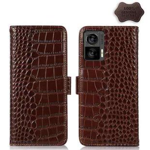 For Motorola Edge 30 Lite / Edge 30 Neo Crocodile Top Layer Cowhide Leather Phone Case(Brown)
