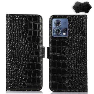 For Motorola Moto S30 Pro Crocodile Top Layer Cowhide Leather Phone Case(Black)