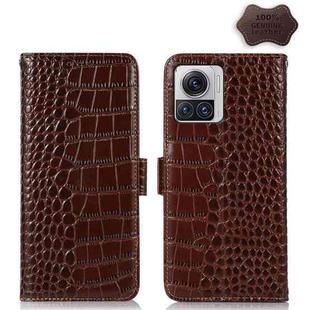 For Motorola Moto X30 Pro 5G / Edge 30 Ultra 5G Crocodile Top Layer Cowhide Leather Phone Case(Brown)