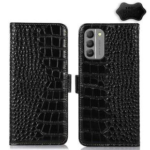 For Nokia G400 Crocodile Top Layer Cowhide Leather Phone Case(Black)