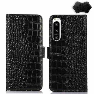 For Sony Xperia 5 IV Crocodile Top Layer Cowhide Leather Phone Case(Black)