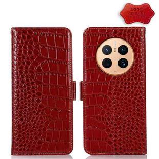 For Huawei Mate 50 Pro Crocodile Top Layer Cowhide Leather Phone Case(Red)
