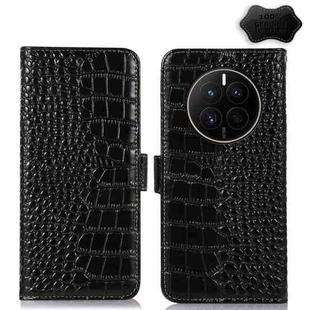 For Huawei Mate 50 Crocodile Top Layer Cowhide Leather Phone Case(Black)