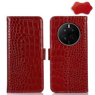 For Huawei Mate 50 Crocodile Top Layer Cowhide Leather Phone Case(Red)