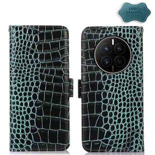For Huawei Mate 50 Crocodile Top Layer Cowhide Leather Phone Case(Green)