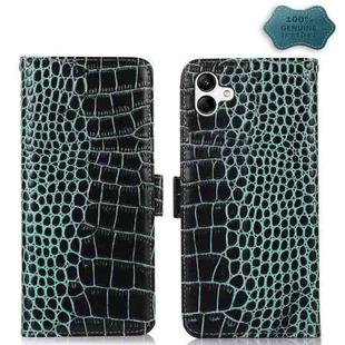 For Samsung Galaxy A04 4G Crocodile Top Layer Cowhide Leather Phone Case(Green)