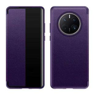 For Huawei Mate 50 Leather + TPU Frame Shockproof Phone Case(Purple)