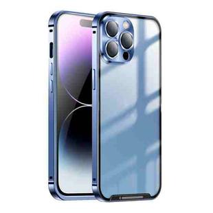 For iPhone 14 Pro Max Frosted Metal Phone Case (Blue)