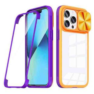 For iPhone 13 Pro Max 360 Full Body Sliding Camshield Phone Case(Yelllow Purple)